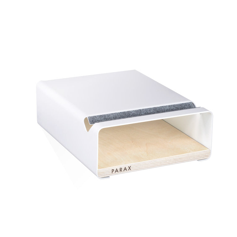 Fahrrad Wandhalterung S-RACK in weiß mit Einlegebrett aus Birke